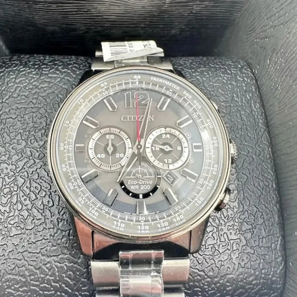 NEW Citizen Eco-Drive Nighthawk Watch Grey Stainless Steel Charcoal Grey Dial - Picture 3 of 7